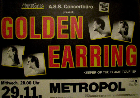 Golden Earring German Keeper of the Flame tour show poster Berlin - Metropole November 29 1989